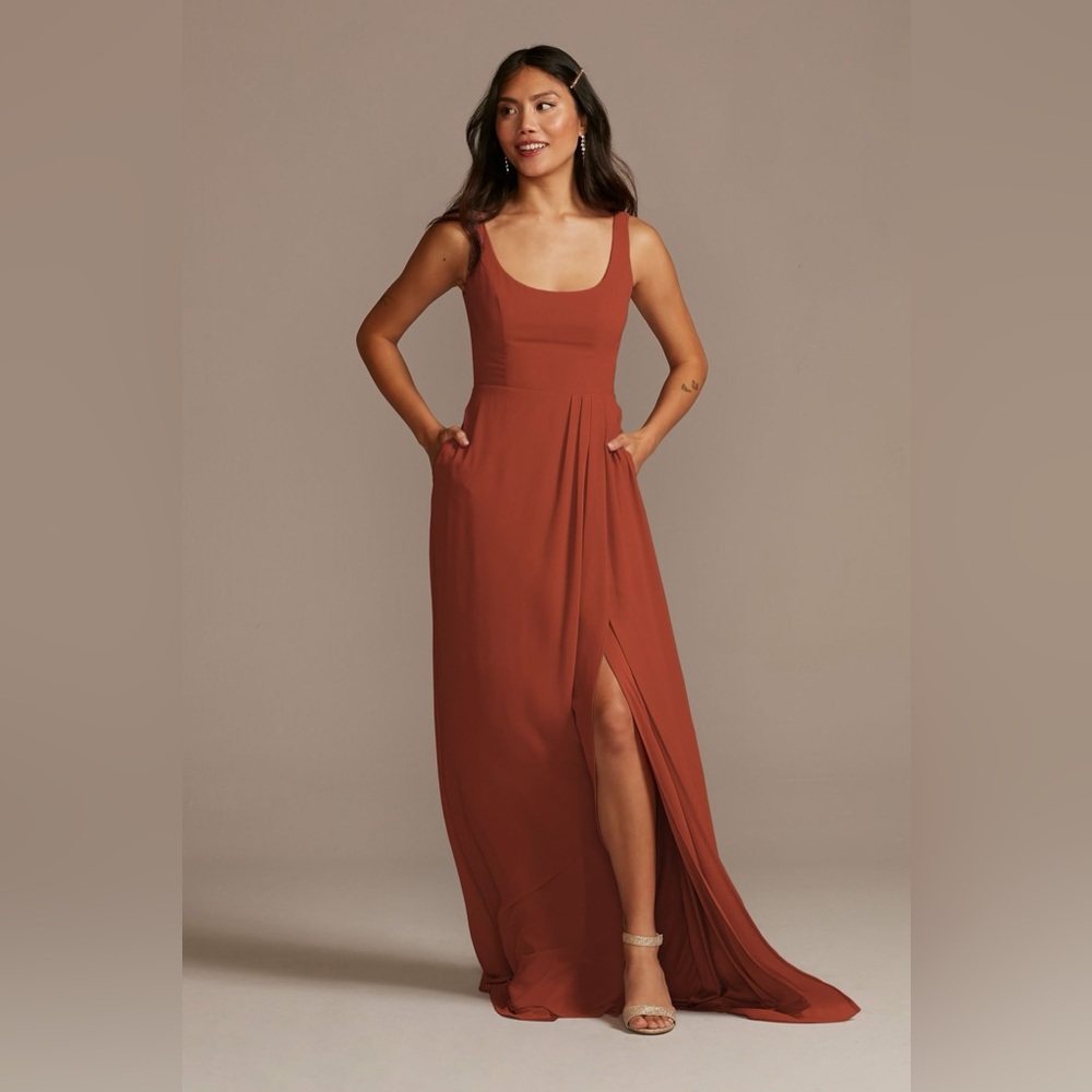 David’s Bridal Burnt Orange “Cinnamon” Elegant Gown